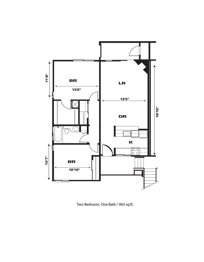 Two bedroom, Two bath Apartment