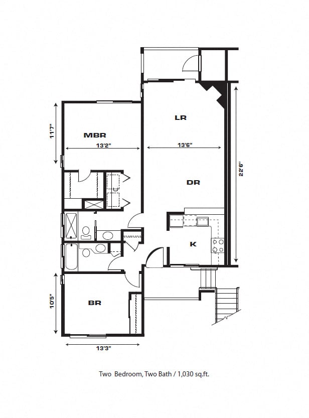 Two bedroom, Two bath Apartment