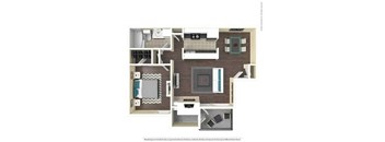 A floor plan of a house with a living room, kitchen, and bathroom.