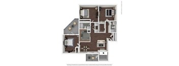 A floor plan of a house with a kitchen, living room, and two bedrooms.