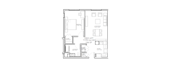a floor plan of a house with a bedroom and a living room