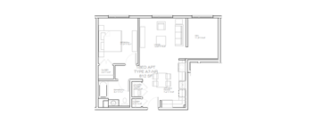 a floor plan of a small house with a bedroom and a living room