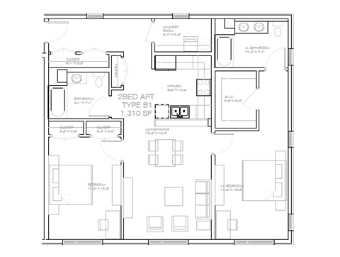 a floor plan of a house with a bedroom and a living room
