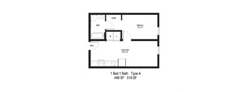 1-Bed - Type A Floor Plan at Moraine, Tacoma, WA 98402