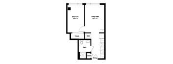 a floor plan of a house with a bedroom and a living room