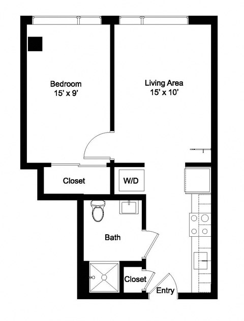 a floor plan of a house with a bedroom and a living room