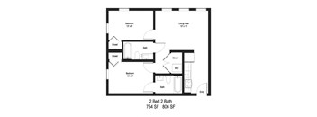 2 Bedroom Floor Plan at Moraine, Tacoma, WA
