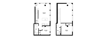 a floor plan of an open floor plan with a bedroom and a living room
