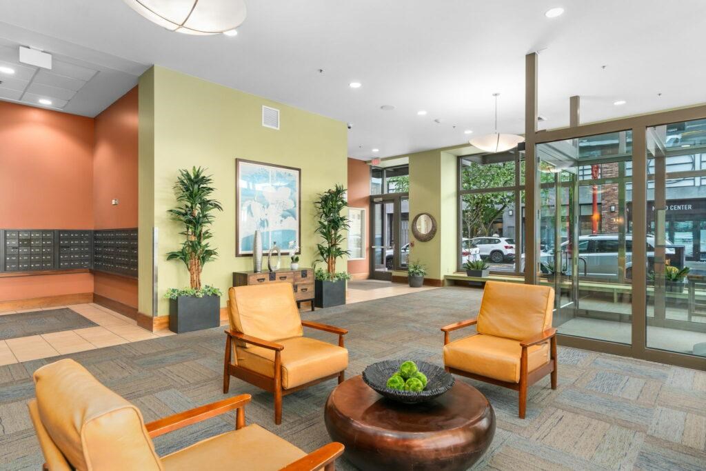 Lobby Lounge at Pacific Tower Apartments, Portland, Oregon