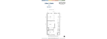 A floor plan for a 1 Bed/1 Bath unit at Holm Sellwood.