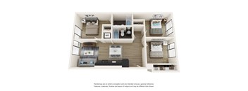 Three Bedroom 2 bath Floor Plan at Analog Tacoma, Tacoma, WA