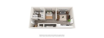 One Bed One Bath Floor Plan at Brookland Apartments, Portland, OR