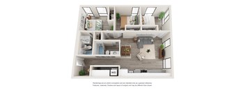 Three Bed 2 Bath Floor Plan at Brookland Apartments, Portland, OR 97202