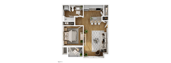 1Bed 1Bath Floor Plan at Ellison Ridge Apartments, Vancouver, WA 98683