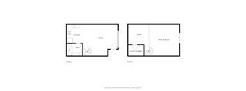 A floor plan of a two-story house with a bathroom on the first floor and a laundry room on the second floor.