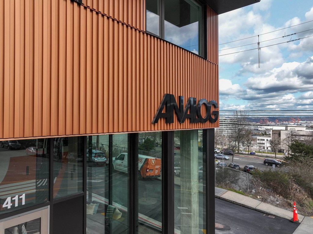 the facade of a building on the side of it at Analog Tacoma, Tacoma