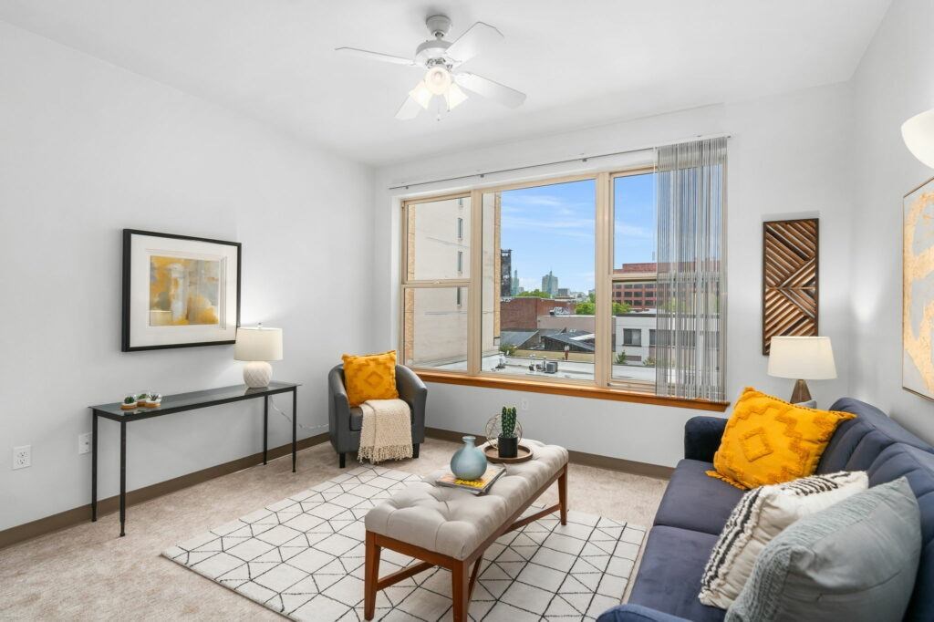 Modern Living Room at Fifth Avenue Place Apartments, Portland Oregon