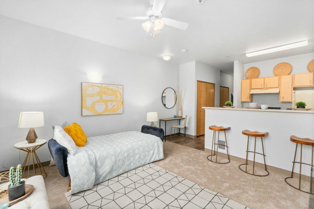 Island Kitchen at Fifth Avenue Place Apartments, Portland