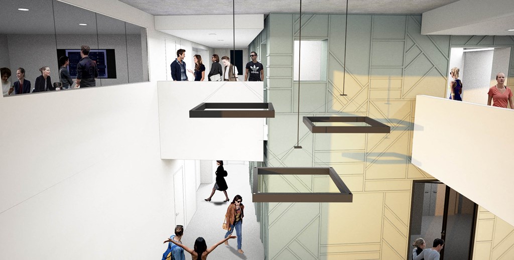 a rendering of people walking down a staircase in a building at Moraine, Tacoma, WA 98402