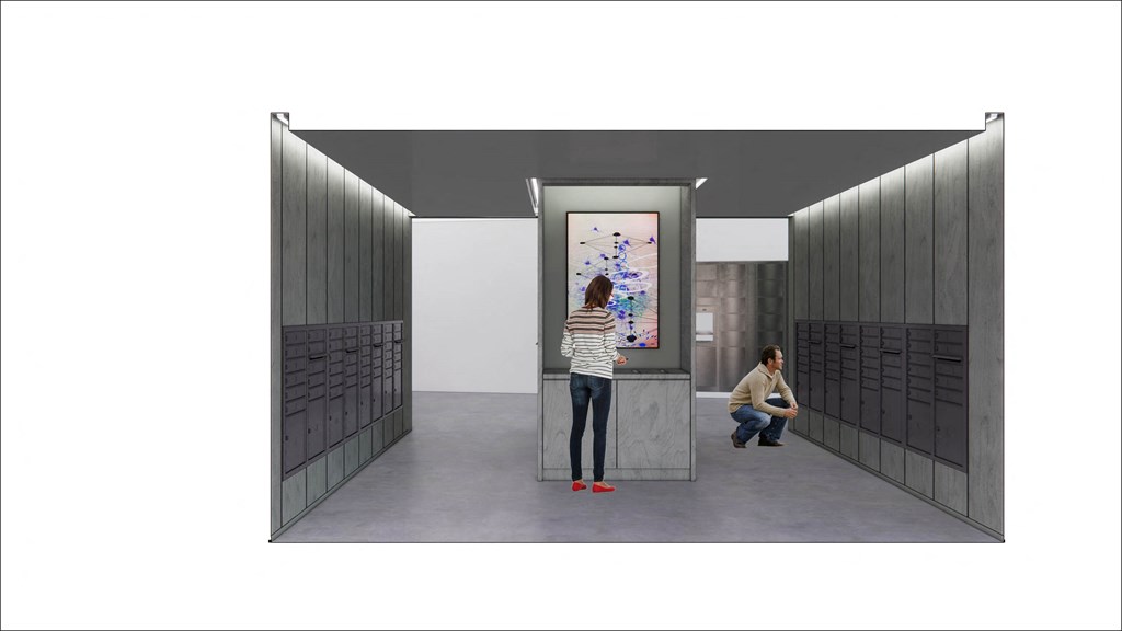 a rendering of a woman standing in front of a door in a room of prison at Moraine, Tacoma, WA 98402