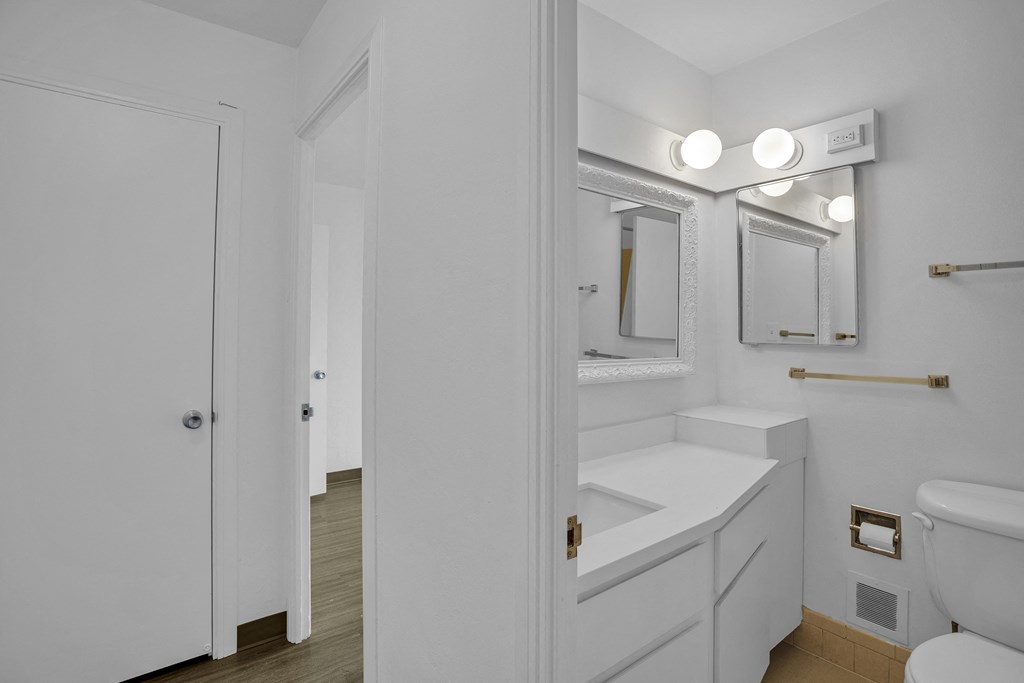 a bathroom with a sink and a toilet and a mirror