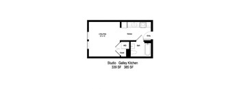 Studio - Galley Floor Plan at Moraine, Tacoma 
