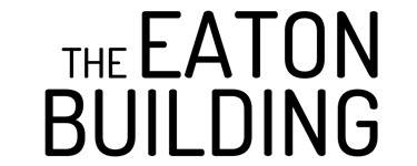 The image features the text "The Eaton Building" in bold, black letters on a white background.