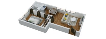 a floor plan of a home with a bedroom and a living room