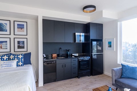 Living With Kitchen at Nomad Apartments, Portland, OR, 97217