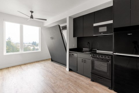 Black Appliances at Nomad Apartments, Portland