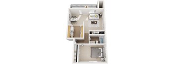 1 Bed 1 Bath Floor Plan at Alder Creek Apartments, Vancouver, WA 98682