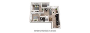 a floor plan of a house with a bedroom and a living room at Shift, Portland