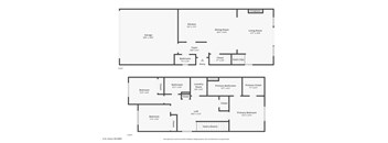 A floor plan of a two-story house with labeled rooms and dimensions.
