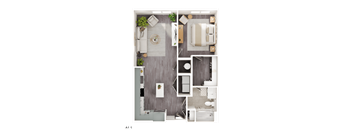 A top-down view of a well-organized apartment layout with labeled room A1.1.
