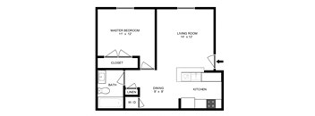 a floor plan of a house with a bedroom and a living room