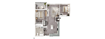 A detailed floor plan of a modern apartment layout.
