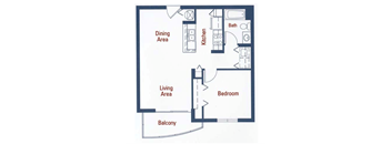 a floor plan of a house with a bedroom and a living area and a bathroom