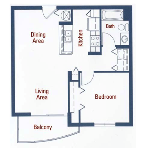 a floor plan of a house with a bedroom and a living area and a bathroom
