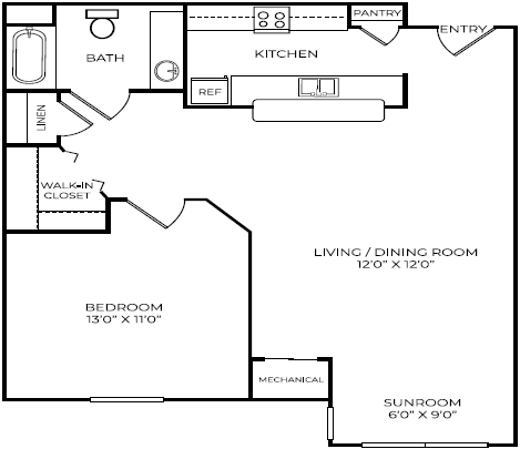 a floor plan of a house with a bedroom and a living room