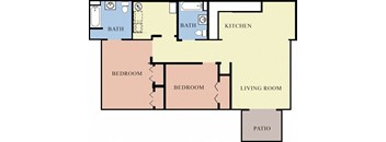 a pictorial of a floor plan of a living room and a kitchen