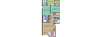 a floor plan of a house with bedrooms and a living room