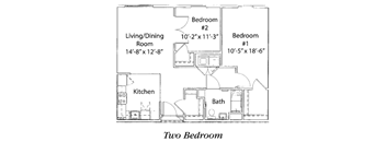 floor plan of the second floor of a house with bedrooms and a living room