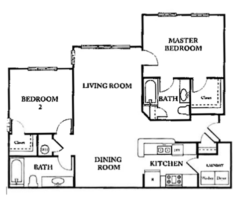 Floor Plan of Two Bedroom Apartment