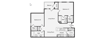 a floor plan of a house with a bedroom and a living room