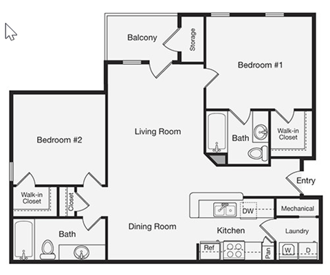 a floor plan of a house with a bedroom and a living room