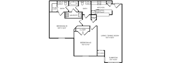a floor plan of a house with two bedrooms and a closet