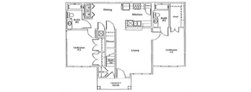 a floor plan of a house with bedrooms and a staircase