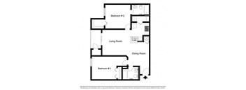a floor plan of a living room and a dining room