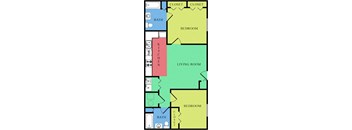 A Floor Plan of a 2 Bedroom Apartment