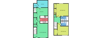 A Floor Plan of a 2 Bedroom Townhome